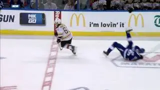 Marchand takes down Stralman with slew foot