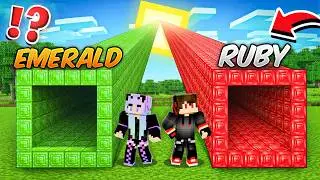 EMERALD vs RUBY ROAD TO SUN BATTLE in Minecraft...!!