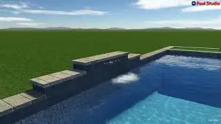Rectangular Pool With Raised Water Feature Wall, Turf Area