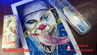 How to draw  Nun💀 joker vs venom💀Step By Step Tutorial oil pastels and fevicryl acrylic colours✏️💀⛪😱
