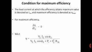 Condition for maximum efficiency