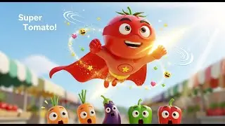 टमाटर सुपरहीरो 🍅✨ | Funny Tomato Superhero Song for Kids | 3D Cartoon Rhymes | Veggie Dance Song