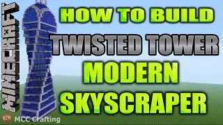 Minecraft How to Build Twisted Spiral Corkscrew Quad Helix Modern Infinity Tower Skyscraper Building