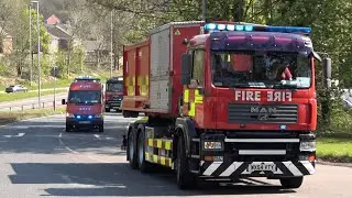 Cheshire Fire & Rescue Service - High Volume Pump + Double Hose Box Responding in Convoy