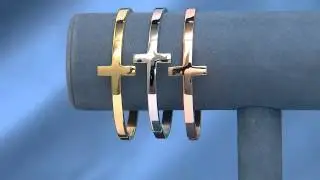 Stainless Steel Polished Horizontal Cross Hinged Bangle with Kerstin Lindquist
