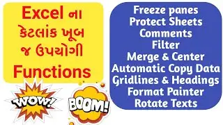 Excelના કેટલાક ખૂબ જ ઉપયોગી Function Freeze panes Protect Sheet Comments Format Painter Rotate Texts