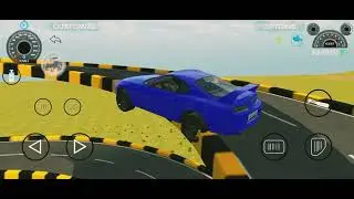 Blue car in circular ramp 