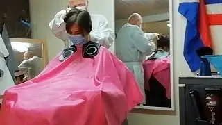 Sexy barbershop girl hair cut✂️💈