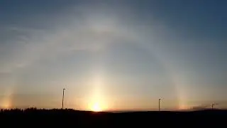 Beautiful Sun Dog (Parhelion) filmed in Alaska at midnight