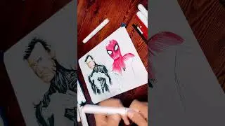 SpiderMan Drawn in Markers & Ink #spideman #artdrawing #marvelrivals #inkdrawings