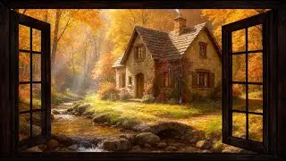 Autumn Cottage in the Woods 🍁 Cozy Ambient Window | Fantasy Music Playlist & Relaxing Nature Sounds