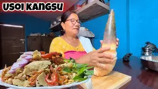 USOI KANGSU (a type of fresh bamboo shoot spicy salad) || Manipuri home cooking