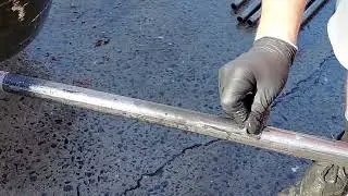 How to remove & clean black oil sealer coating on / off metal plumbing pipe from Home Depot & Lowe's