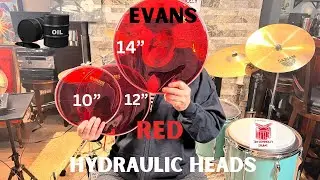 Review And Demo Of Evans Red Hydraulic Drum heads - 10,12,14 inch with oil between the ply&rsquo;s