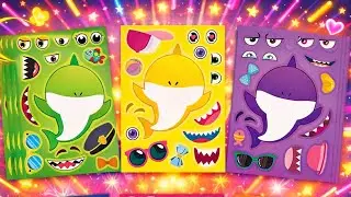 [StickerWorld💧] BABY SHARK STICKER BOOK MAKEOVER 🦈💦I FUN WITH MOMMY, DADDY & BABY SHARK FAMILY! 🩵