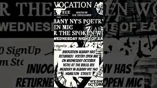 INVOCATION POETRY OPEN MIC HAS RETURNED! ON  OCTOBER 16TH AT THE BULL & BEE ! #poetryevents