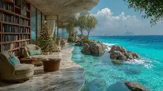 Bossa Nova Jazz at Luxury Seaside Library &ndash; Morning Jazz & Ocean Waves for Reading and Unwind