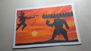 Ram killing Ravan Happy Diwali Drawing #art #painting #oilpastels #diwali #diwalispecial 