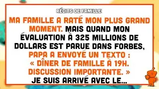 Ma famille a raté mon moment. Quand Forbes a annoncé mes 325M$, papa a texté: « Dîner à 19h. »