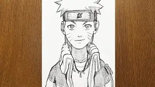 Smiling Naruto drawing - Step by step tutorial easy anime drawing
