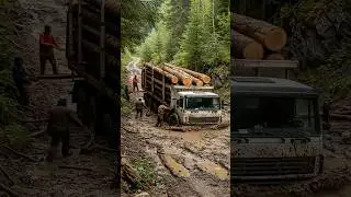 Big Wooden Truck Fails in Deep Jungle &ndash; Amazing Rescue #shorts #viral #wood #truck