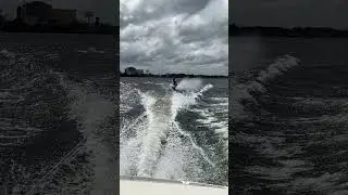 Deep water starting with a single ski in choppy water #waterskiing