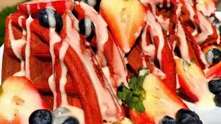 SUPER MOIST Red Velvet Waffles| Red Velvet Waffles Recipe|