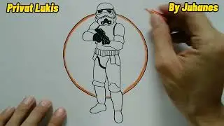Menggambar Stormtrooper bagi pemula / How to draw Stormtrooper for the beginning 663 (Privat Lukis)