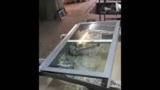 Motorized hatch door with tempered glass &mdash; Basement and cellar access panel &mdash; Roof skylight window
