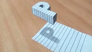 How to draw a 3D floating letter P on paper trick art
