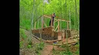 Rain Night Building a Hidden Forest Home #RainNight #HiddenHome #ForestBuild