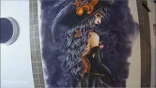 Copic Marker and PanPastel Illustration: Violet