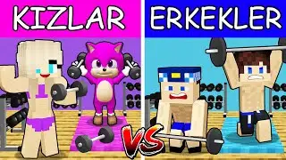 KIZLAR VS ERKEKLER SPOR SALONU KAPIŞMASI 💪 - Minecraft