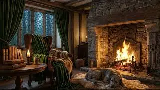 Calming Piano Music - Lakeside Cabin Ambience & Crackling Fire