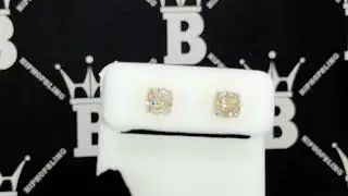 Cushion Cluster Diamond Earrings .30cttw 10K Yellow Gold | Bling Bling Jewelry