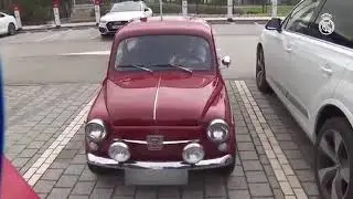 Sergio Ramos arriving at training with his new Fiat 600
