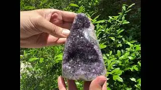 Natural Deep Purple Amethyst Cut Base Crystal Geode Specimen - RGD632