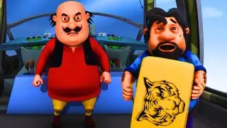 Motu gets angry by showing a drawing of a tiger while playing a car game