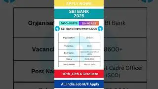 SBI Bank New Vacancy 2025 | SBI Bank Recruitment 2025 | Govt Jobs Feb 2025 | Banking Vacancy New