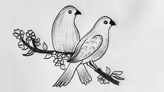 Two birds drawing 🐦❤️🐦How to draw two birds step by step || Birds Drawing Easy