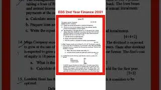 Bbs 2nd year Finance Question paper 2081&hearts;️😍Fundamental of Financial Management bbs 2nd year question