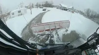 Plowing Snow in Residential Area | Bobcat S595 Skidsteer with Homemade Snow Plow Attachment
