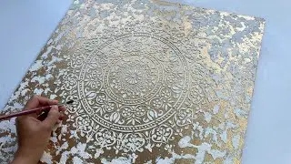 Modern Patina Technique With Mandala Stencil | Patina Effect Using Texture Paste on Wood