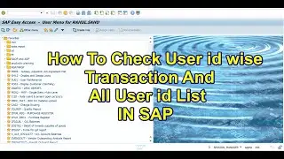 How to check user id wise transaction in sap : How to check all user id in sap