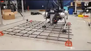 Hierarchical Experience-informed Navigation for Multi-modalQuadrupedal Rebar Grid Traversal