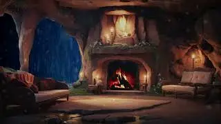 Cozy Cave Sheltering From Rain & Thunder🔥Rain Sounds & Crackling Fire for Sleeping, Relaxation🧘