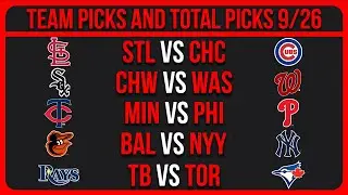 MLB Picks Today 9/26/25 | MLB Picks & Predictions Today 9/26/25 (Part 1)