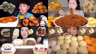 “Cheese Overload Feast | Crispy Chicken, Spicy Noodles & Soft Cream Buns”