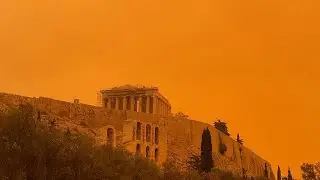 Skies over southern Greece turn orange as winds blow dust across from North Africa