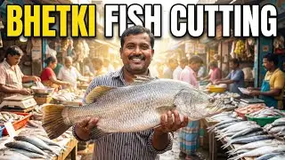Amazing Cutting Skills | 4KG Big Giant Bhetki Fish Cutting in Fish Market by Expert Fish Cutter
